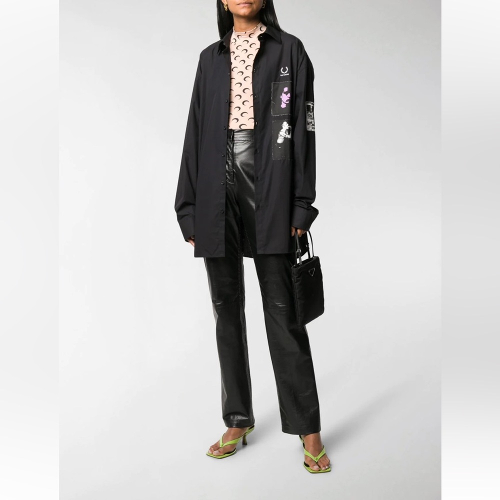 MARINE SERRE β’ Moon Print Turtleneck Second Skin Top - Picture 2 of 16
